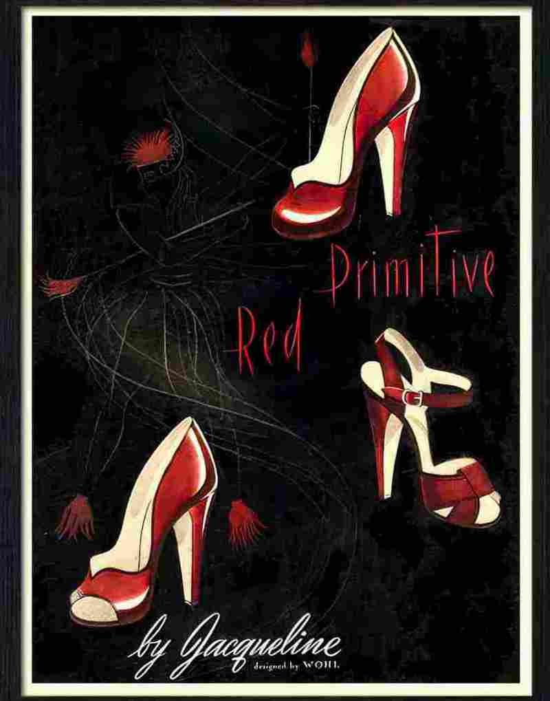 primitive red shoes advert Advert A4 Photo Print