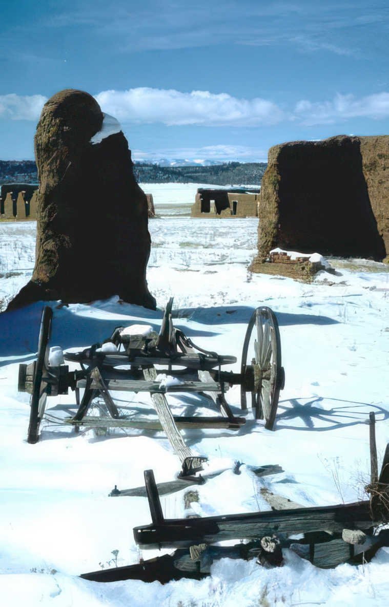 pueblo cart snow Vintage A4 Photo Print