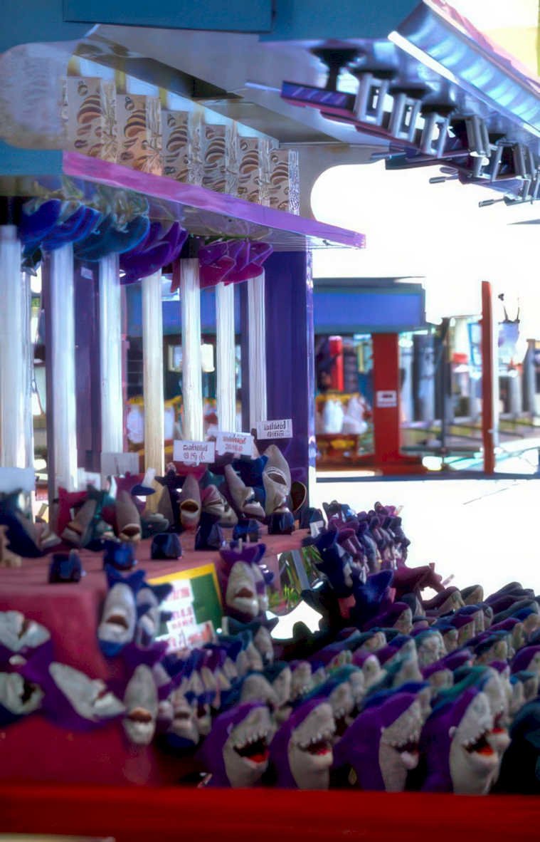 purple sharks arcade Vintage A4 Photo Print
