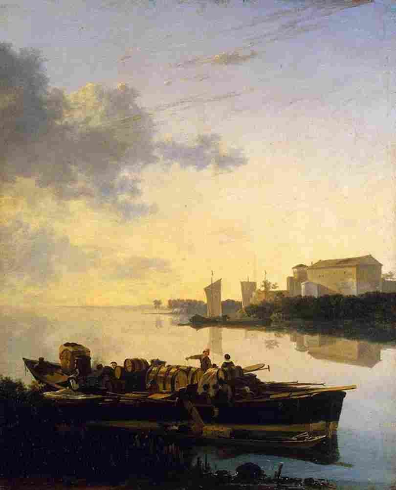 pyna Barges on a River Art A4 Photo Print