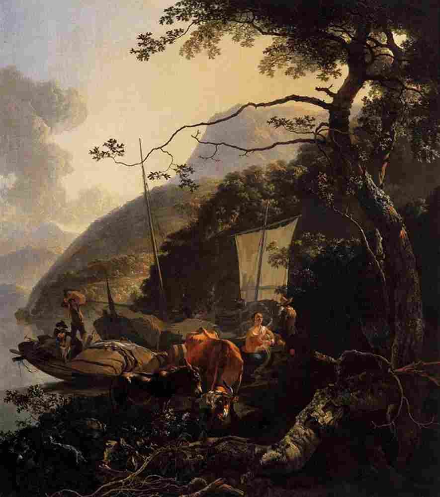 pyna Boatmen Moored on a Lake Shore Art A4 Photo Print
