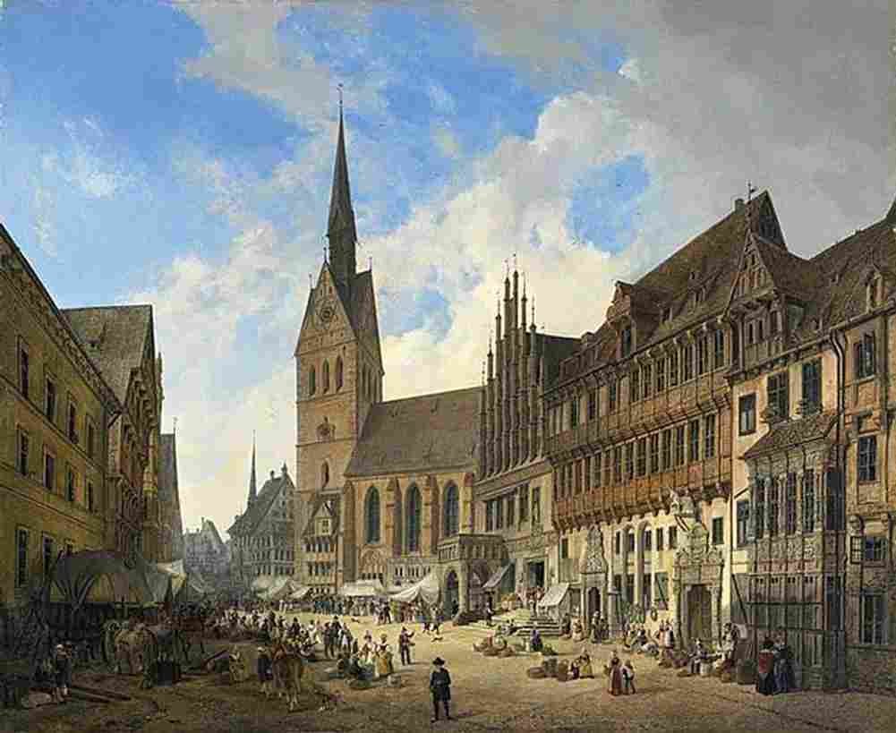 quaglio Market Square and Town Hall in Hanover Art A4 Photo Print