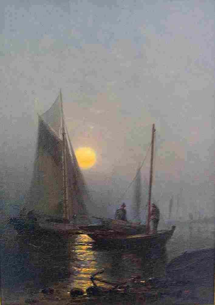 quartley Early Moonlight Naragansett Bay Art A4 Photo Print
