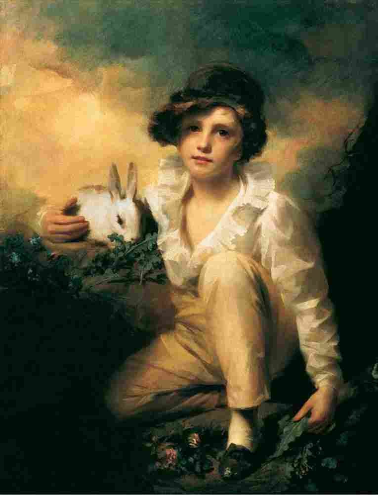 raeburn Boy and Rabbit m Art A4 Photo Print