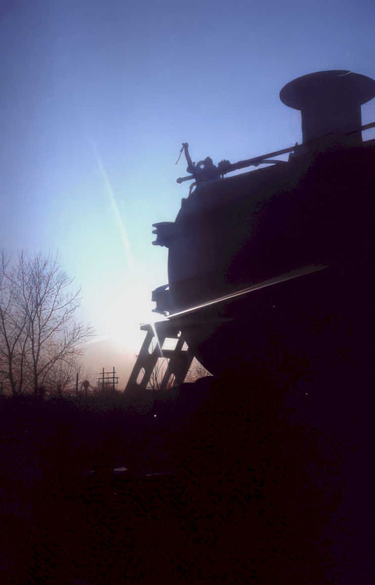 railroad boxcar sunrise