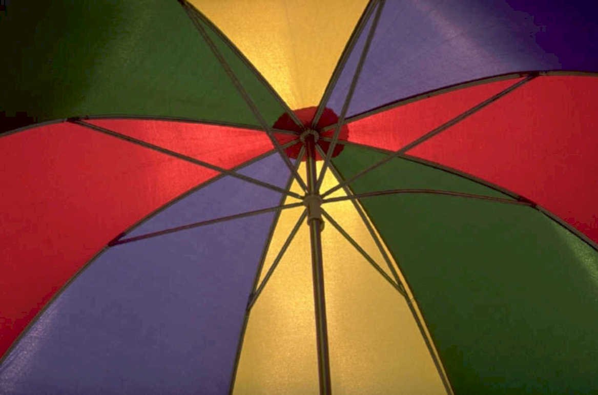 rainbow umbrella scene 1980s 1990s A4 Photo Print