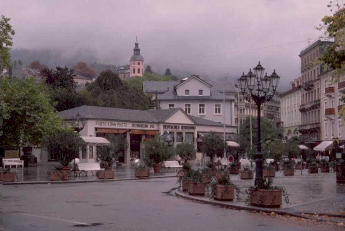 rainy town square 1980s 1990s A4 Photo Print