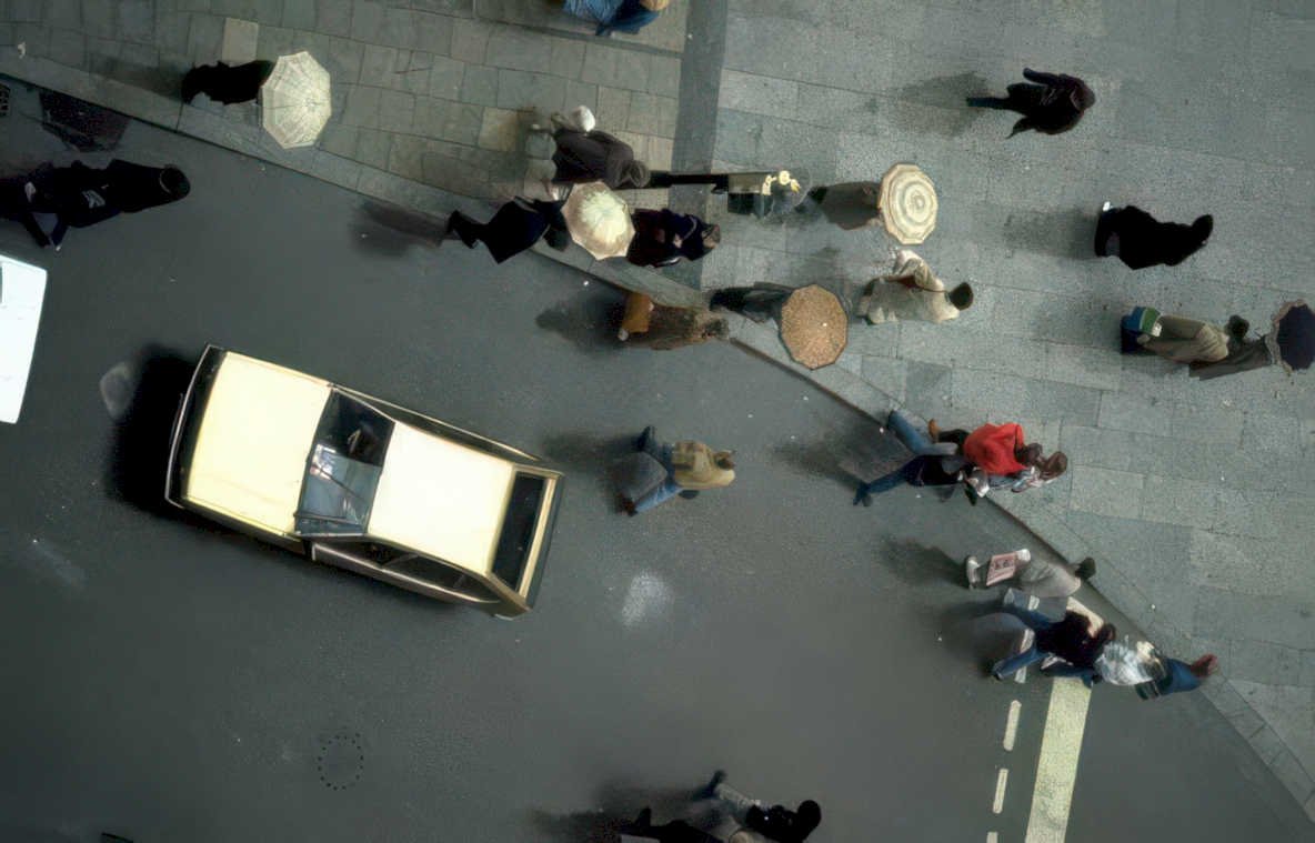 rainy urban demonstration Vintage A4 Photo Print