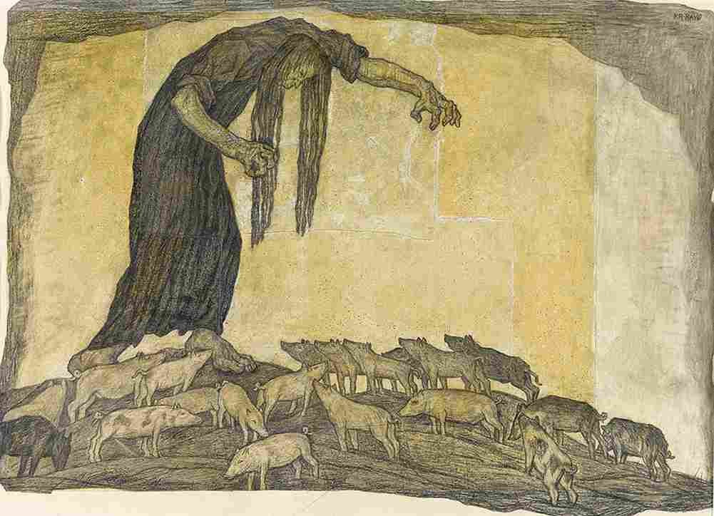 raud kristjan witch and piglets Art A4 Photo Print