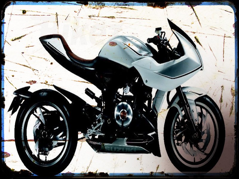 recursion Suzuki A4 Photo Print Motorbike Vintage Aged
