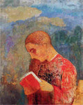 red Reading Monk Art A4 Photo Print