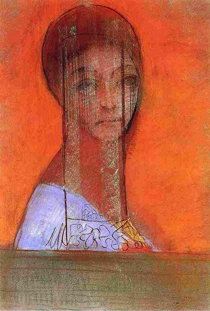 red Woman with Veil Art A4 Photo Print