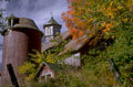 red barn autumn 2 1980s 1990s A4 Photo Print