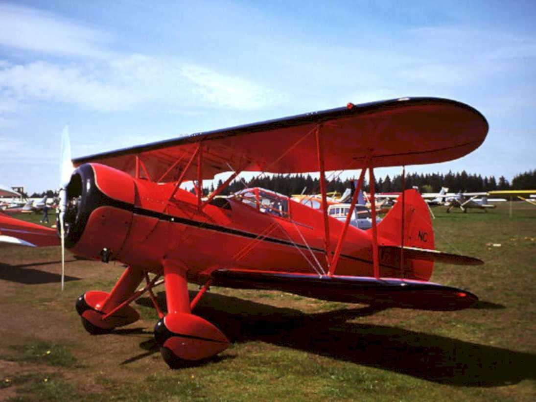 red biplane steerman1980s 1990s A4 Photo Print