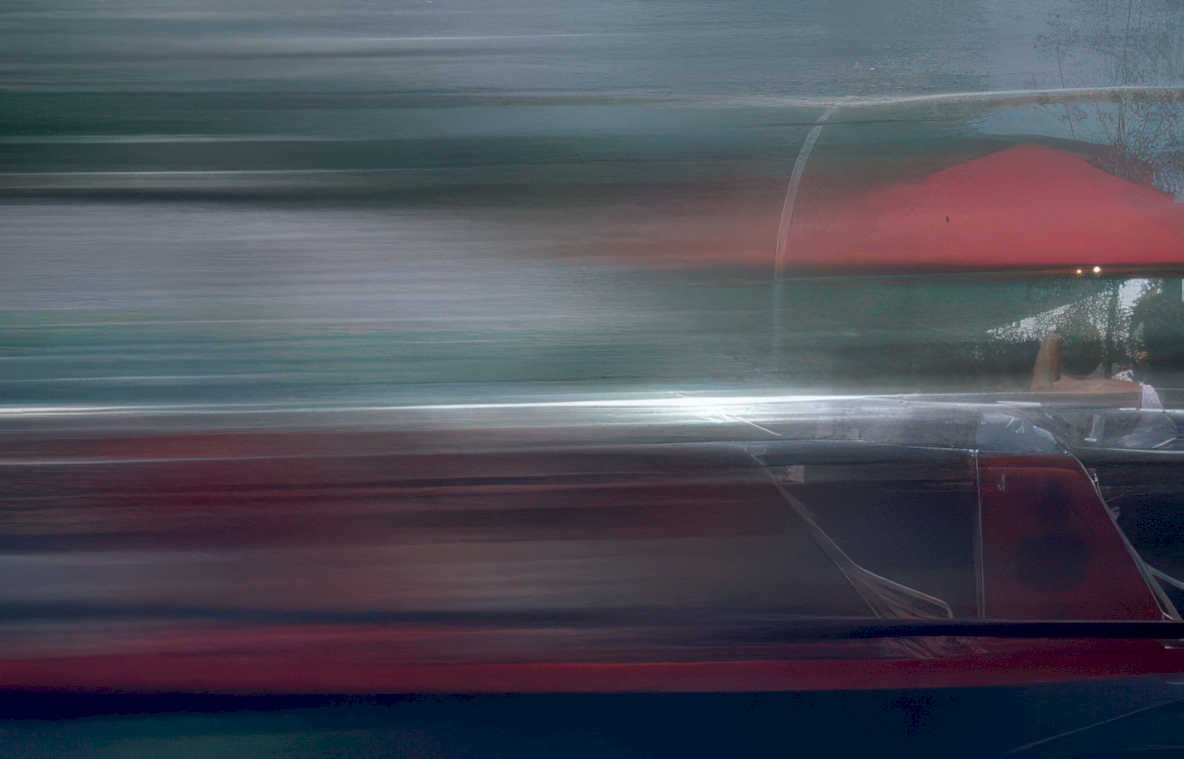 red car motion Vintage A4 Photo Print