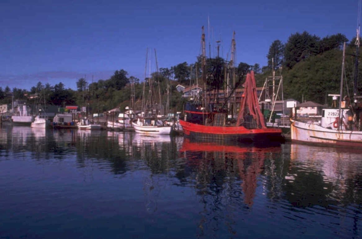 red fishing harbor 1980s 1990s A4 Photo Print