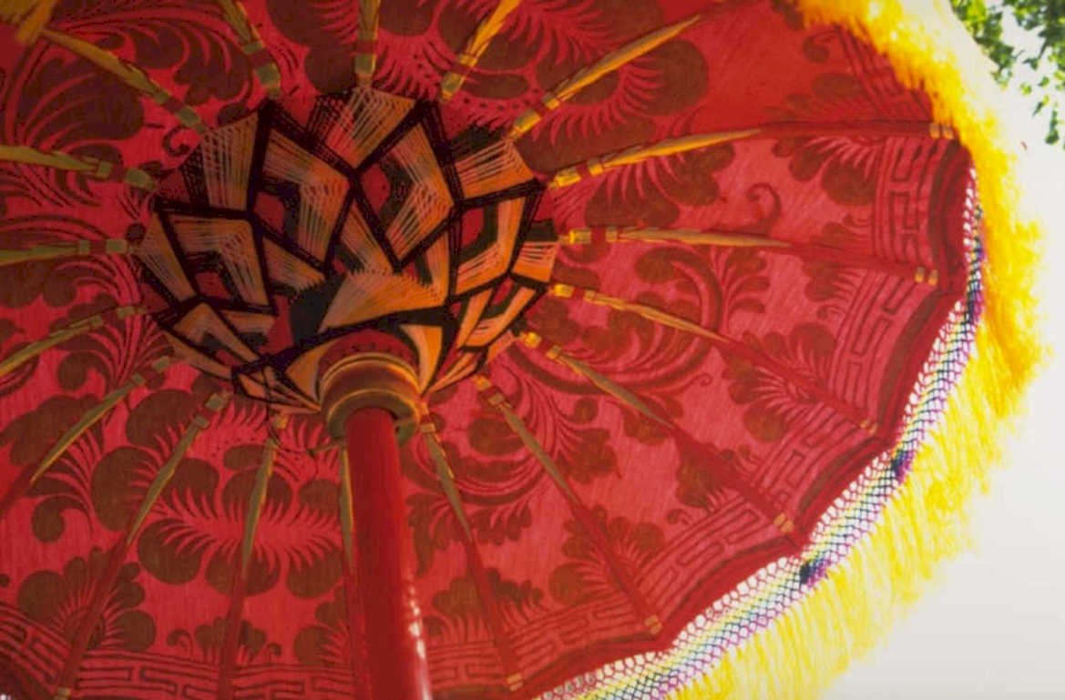 red parasol 1980s 1990s A4 Photo Print
