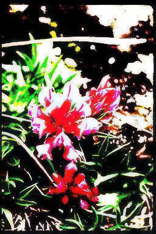 red pink flowers Vintage A4 Photo Print