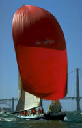red sailboat bay Vintage A4 Photo Print