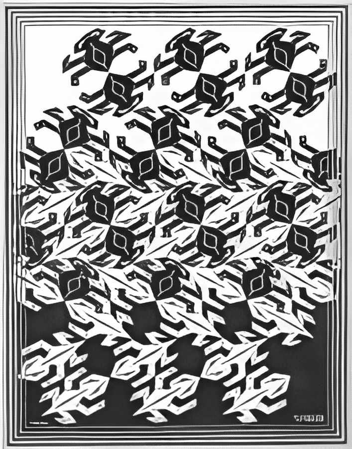 regular division of the plane v mc escher 1957 A4 Photo Print