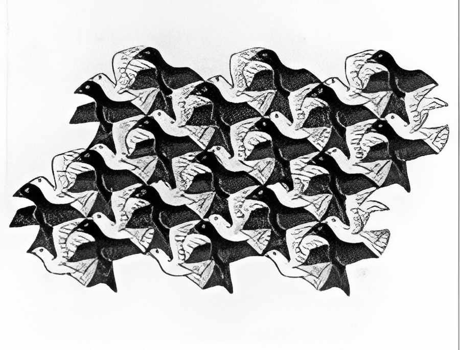 regular division of the plane with birds mc escher 1949 A4 Photo Print