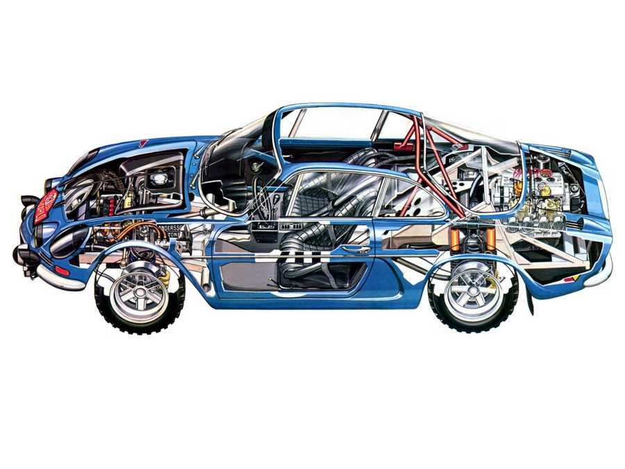renault alpine a110 rally car 1973 cutaway A4 Photo Print
