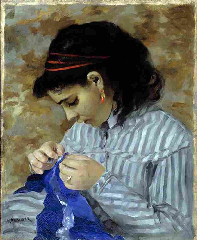 renoir Lise Sewing Art A4 Photo Print