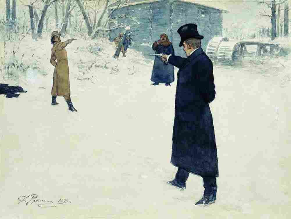 repin eugene onegin and vladimir lensky s duel Art A4 Photo Print