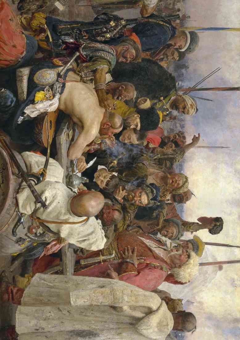 repin reply of the zaporozhian cossacks to sultan mehmed four of the ottoman empire A4 Photo Print