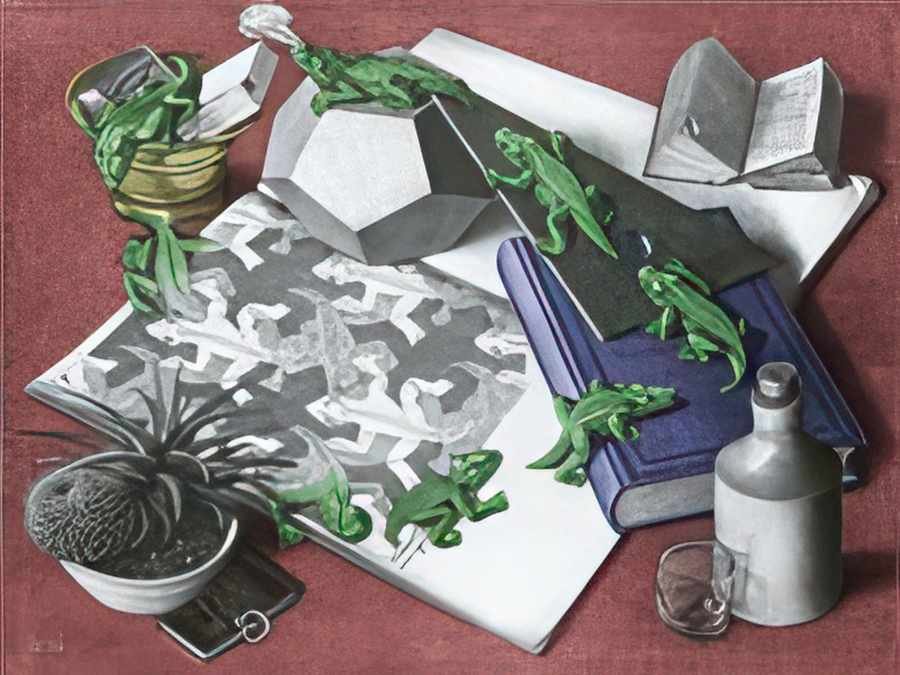 reptiles colour mc escher 1943 A4 Photo Print