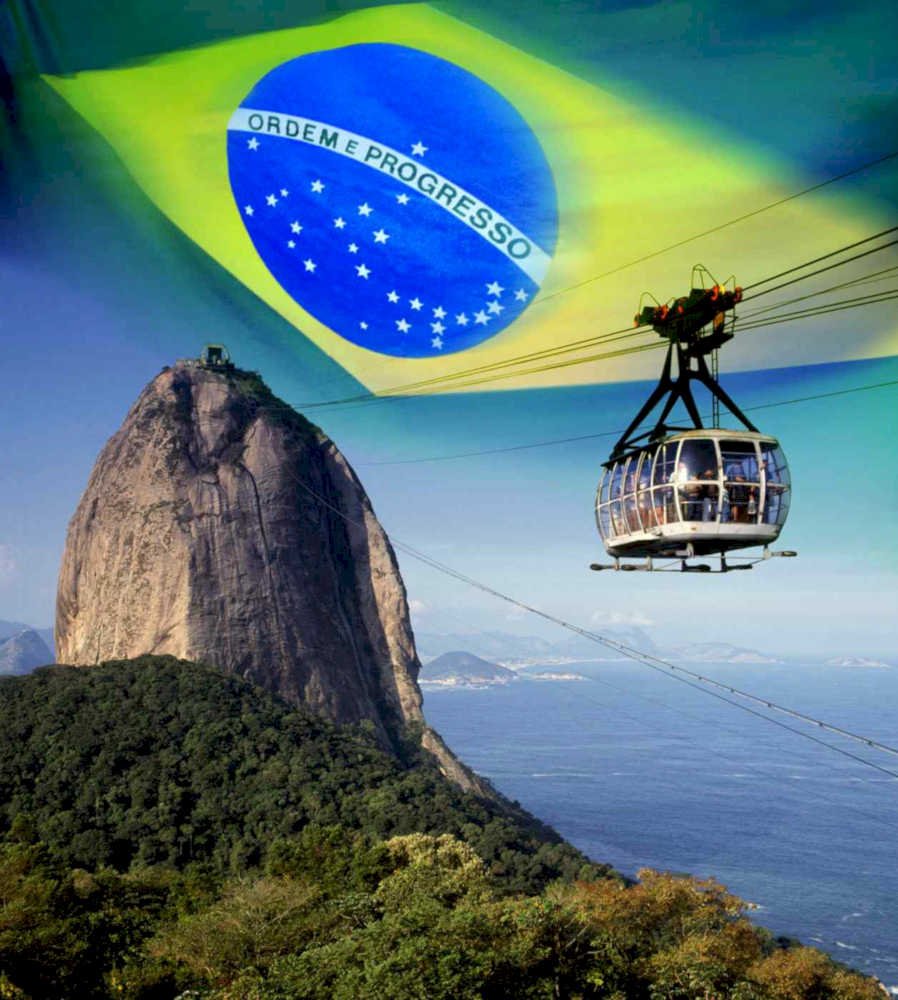 rio corcovado cablecar Flags1980s A4 Photo Print