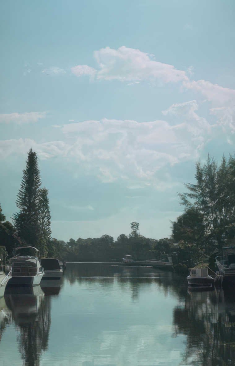 river boats sky Vintage A4 Photo Print