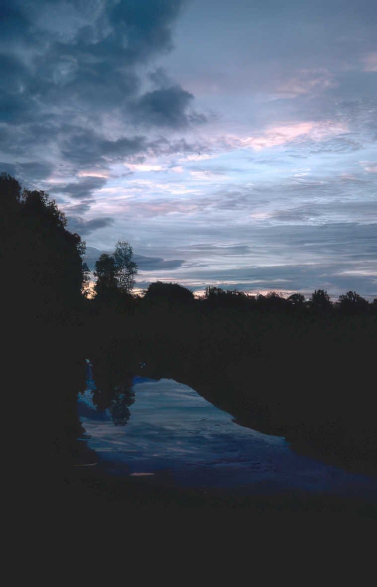 river silhouette clouds Vintage A4 Photo Print
