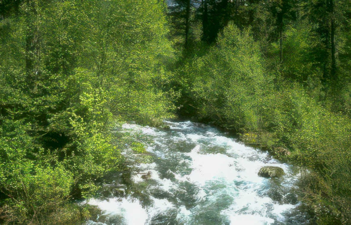 river stream mountains Vintage A4 Photo Print
