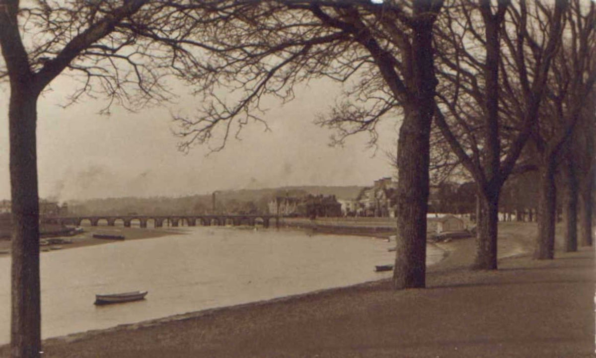 riverbank bridge winterVintage 1880s 1900s A4 Photo Print