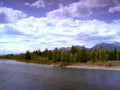 riverbank mountains forest1980s 1990s A4 Photo Print