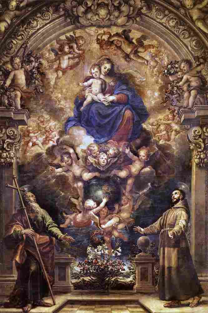 rizi virgin and child with saints philip and francis Art A4 Photo Print
