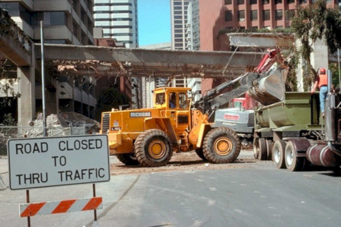 road closure construction1980s 1990s A4 Photo Print