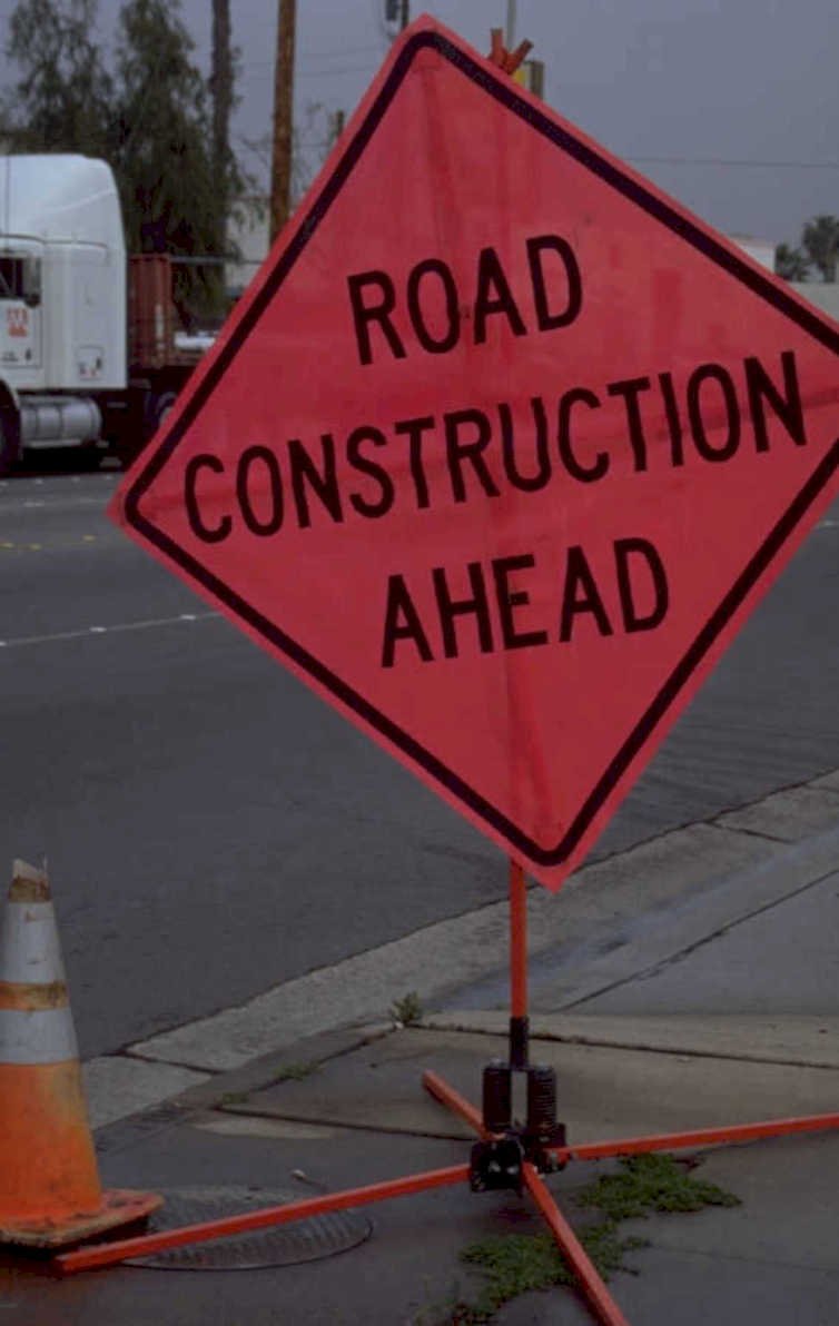 road construction ahead 1980s 1990s A4 Photo Print