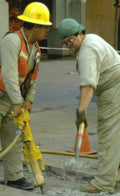 road repair workers Vintage A4 Photo Print