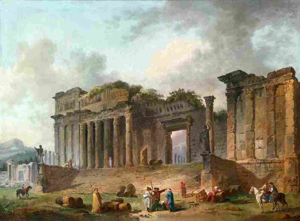 robert hubert an architectural capriccio with an artist sketching in the foreground Art A4 Photo Print