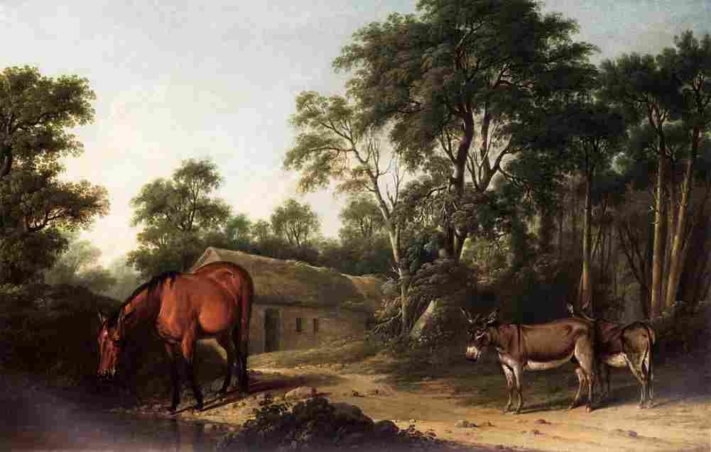 roberts A Bay Horse and Two Donkeys Art A4 Photo Print