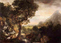 roberts Mountainous Landscape with Travellers at a Bridge Art A4 Photo Print