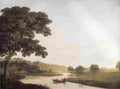 roberts The Bridge in the Park at Carton with Workmen Landing Logs from a Boat Art A4 Photo Print