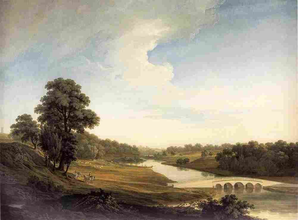roberts The Park at Carton with Ivory Bridge in the Foreground Art A4 Photo Print
