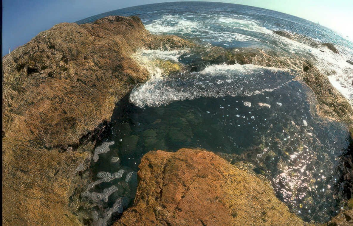 rock pool coast Vintage A4 Photo Print