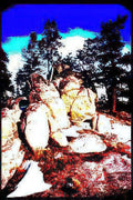rocky hoodoos blue Vintage A4 Photo Print