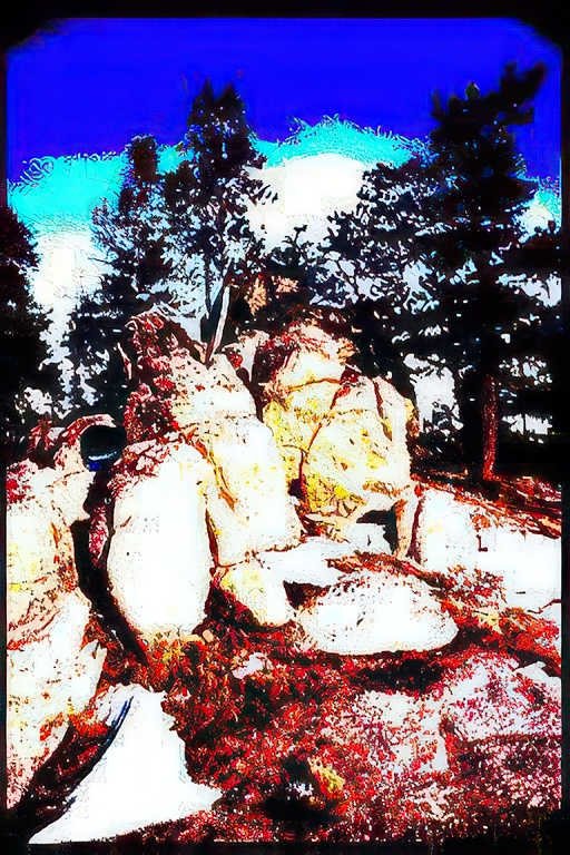 rocky hoodoos blue Vintage A4 Photo Print