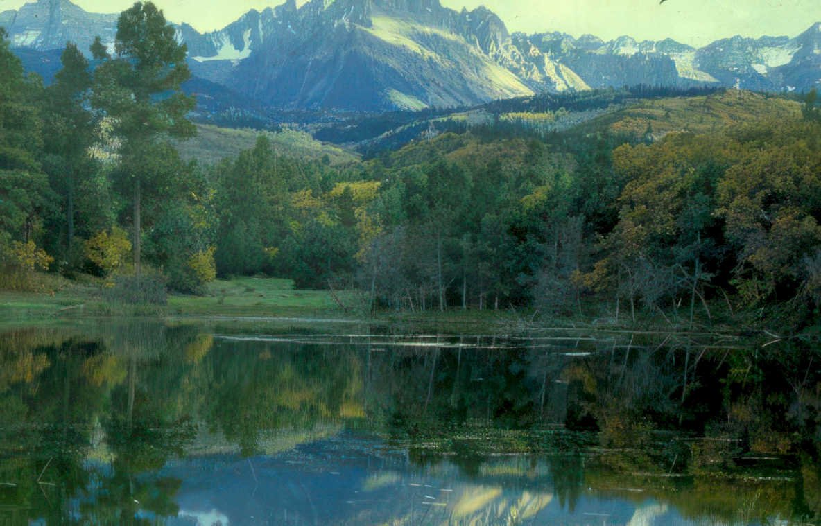 rocky mountain lake 1 Vintage A4 Photo Print