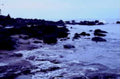 rocky shoreline sunset1980s 1990s A4 Photo Print
